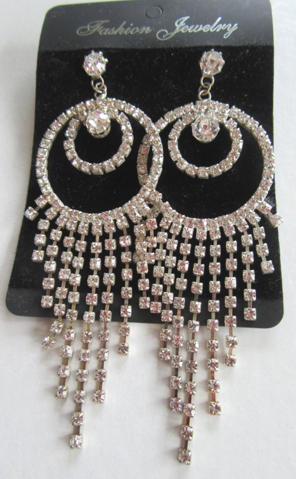 Rhinestone Chandelier Pierced Earrings