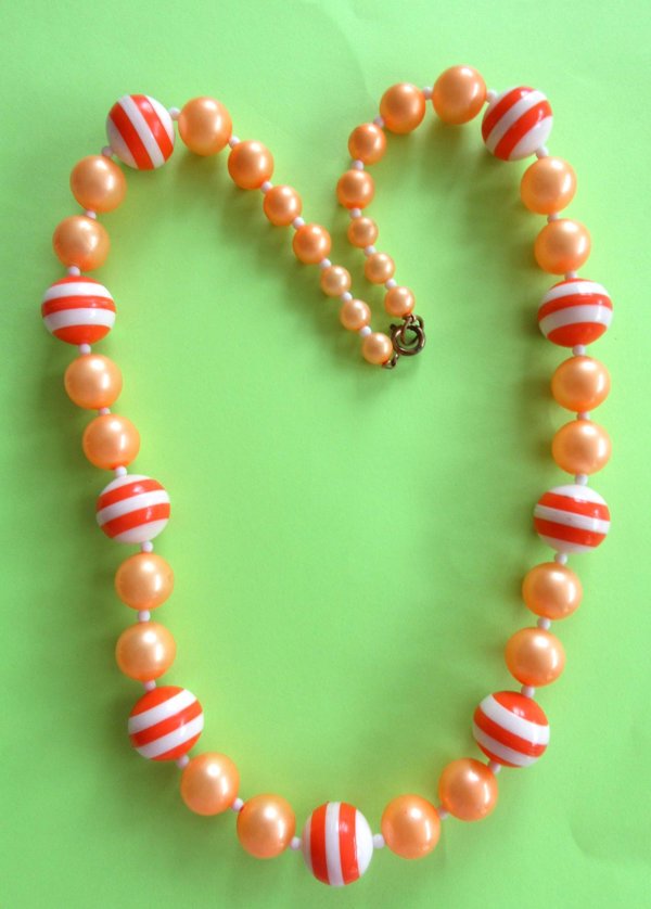 Vintage Mod Orange Necklace 1960's Jewelry