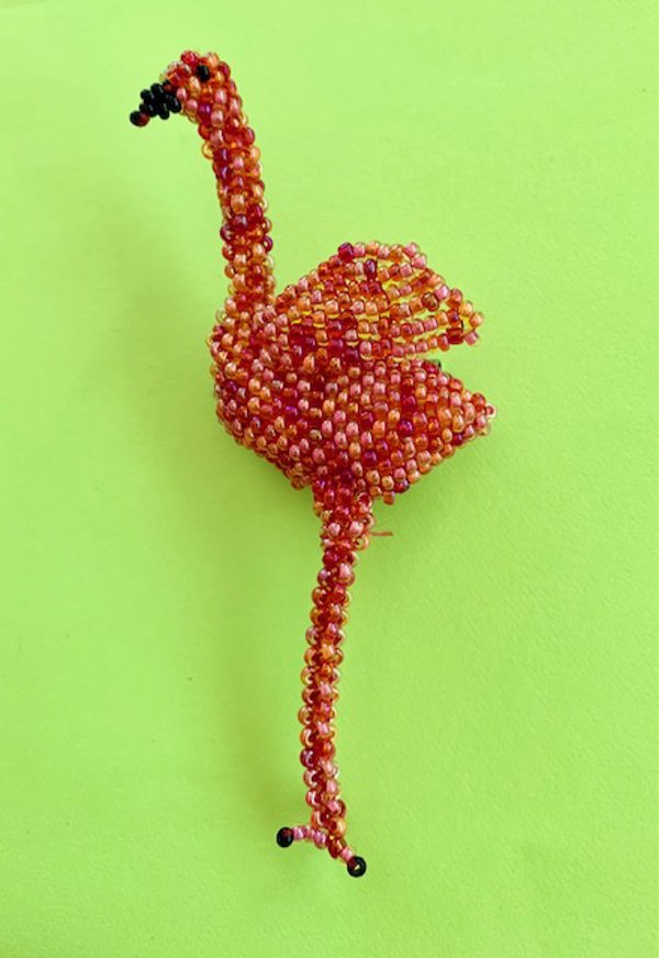 Flamingo Pin Glass Seed Beads