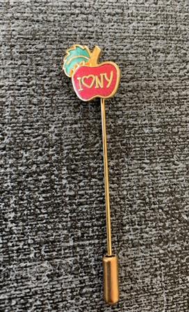 1980's I Love NY Apple Stick Pin New York Costume Jewelry The Big Apple