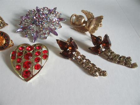 Vintage Rhinestone Pins Lot Coro Earrings 
