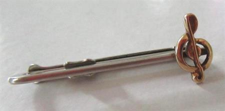 Vintage Krementz Signed Musical Tie Clasp Mens Jewelry