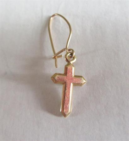 Vintage 14k Ear Wire with Cross Single Earring 0.03 Grams Religious Christian Catholic Fine Jewelry