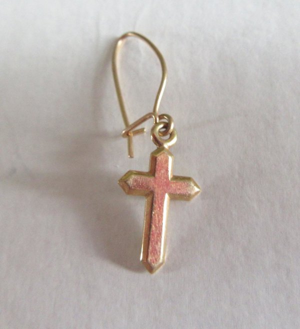 Vintage 14k Cross Single Earring Religious Christian Fine Jewelry