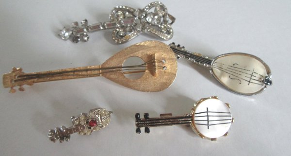 Vintage Musical Pin Lot Figural