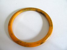 Vintage Bakelite Bangle Bracelet Butterscotch Ink Spot 