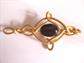 Large 1980's Pin Celtic Style Black Glass Cabochon Vintage Costume Jewelry Renaissance  Fair Jewelry