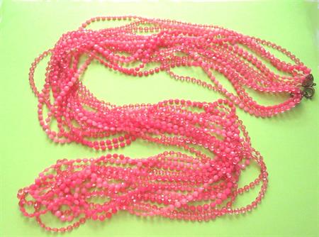 1960's Mod Pink Long Necklace Vintage Costume Jewelry Twiggy Go Go