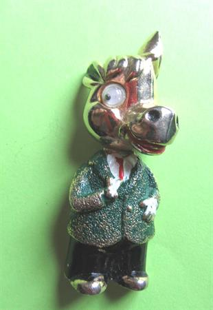 Anthropomorphic RARE Donkey in Suit Pin Google Eyes Googley Needs Repair Signed Vintage Costume Jewelry Democrat Dem