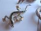 Small Vintage Jewelry Lot Figural Rhinestone Lizard Butterfly Pins Silver Tone Knot Pin Earrings 