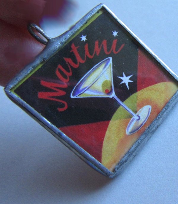 Glass Martini Pendants Lot Charms Double Sided Jewelry Making 