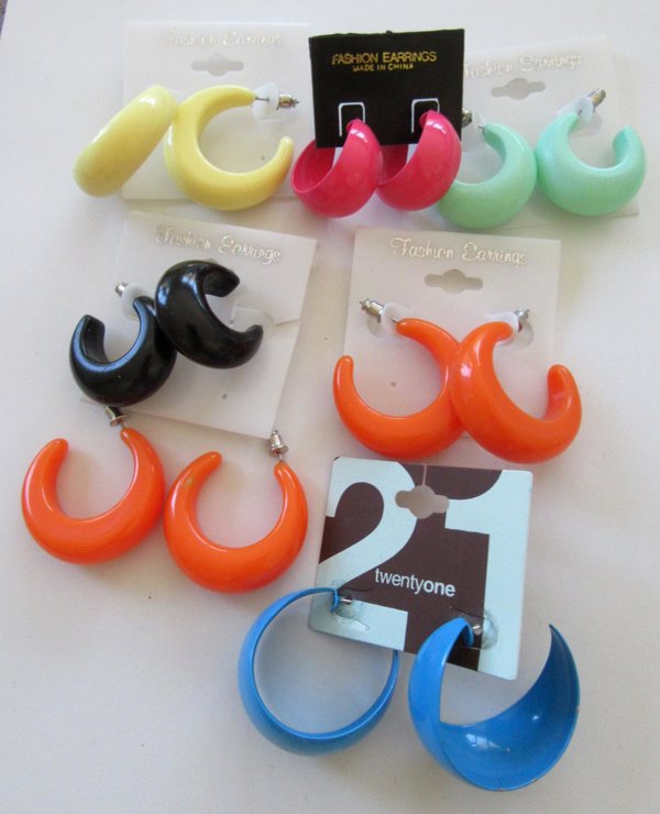 Mod Style Earrings Lot 1990's Vintage Jewelry