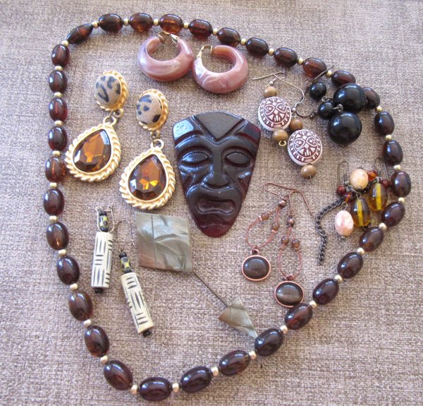 Vintage Tribal Jewelry Lot Tiki 