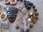 Vintage Tribal Jewelry Lot Tiki Pendant Earrings Celluloid Hat Pin Tortoise Lucite Necklace Tribal Costume