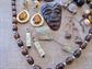 Vintage Tribal Jewelry Lot Tiki Pendant Earrings Celluloid Hat Pin Tortoise Lucite Necklace Tribal Costume