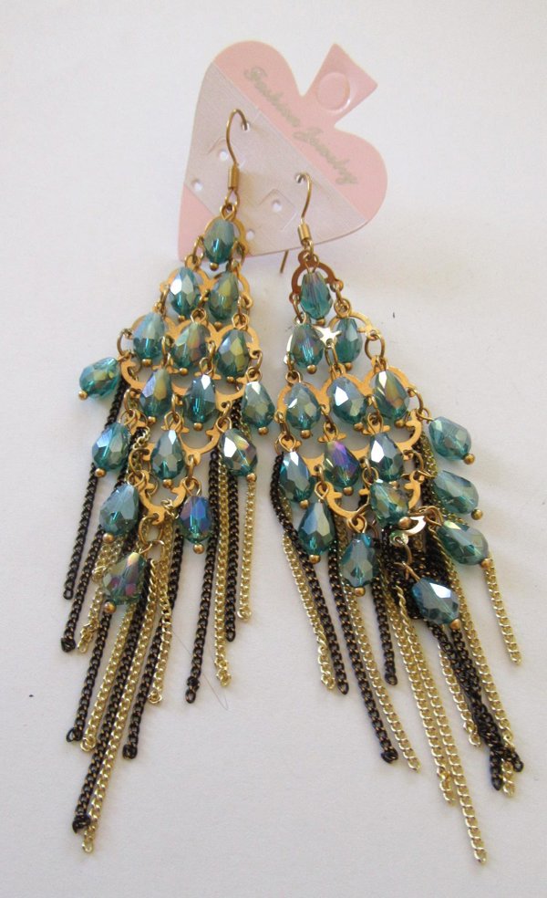 Vintage Blue Crystal  Earrings Never Worn 1990's 