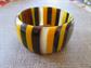 Striped Lucite Bangle Bracelet Costume Jewelry Fall Colors