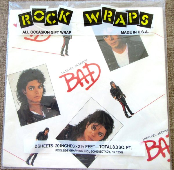 Vintage 1988 Michael Jackson "Bad" Gift Wrap Sealed Music Memorabilia