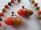 Vintage Multi Colored Bakelite Choker Necklace and Screw Earrings Costume Jewelry