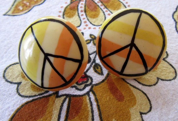 Retro Peace Sign Pierced Earrings Hippie Jewelry 