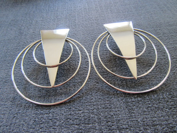 Vintage 1980's Space Age Pierced Earrings 