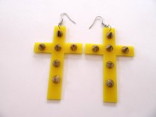 Vintage 1980's Lucite Cross Earrings Religious Christian Jewelry