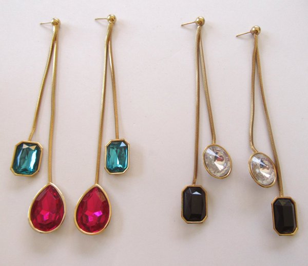 Vintage 1980's Earrings Rhinestone Shoulder Dusters 