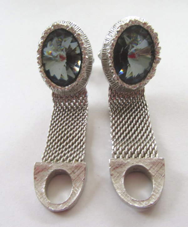 Vintage Swank Wrap Cufflinks And Tie Tac Rivoli Crystal Men's Jewelry 