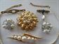 Vintage Costume Jewelry Lot Faux Pearls Pins Napier Y Necklace 