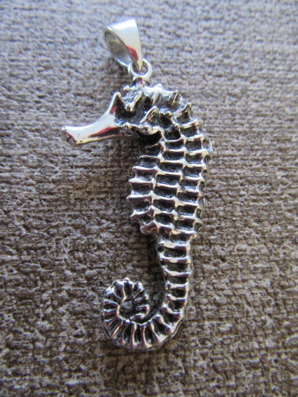 Sterling Silver Peter Stone Seahorse Pendant  Fine Jewelry
