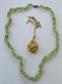 Genuine Stone Peridot Nugget Necklace Sterling Clasp Coral and Olivine Pendant Necklace 