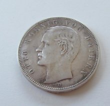 1908 Otto Koenig Von Bayern Coin D Silver 5 Mark Germany Bavaria Coins