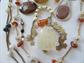 Genuine Stone Assorted Jewelry Items Lot Pendants Necklaces Pearls Pill Box Goldstone Ring Quartz Agate 