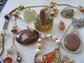 Genuine Stone Assorted Jewelry Items Lot Pendants Necklaces Pearls Pill Box Goldstone Ring Quartz Agate 