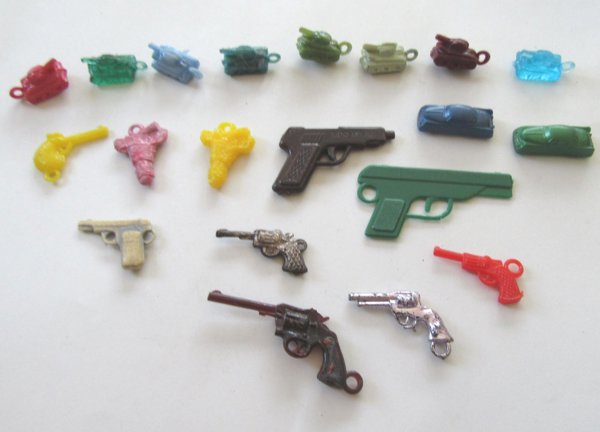 Vintage Gum Ball Machine Charms Lot Tanks Guns Collectibles