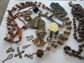 Victorian Junk Jewelry Lot Destash Seed Necklaces Celluloid Pendant Harvest Upcycle