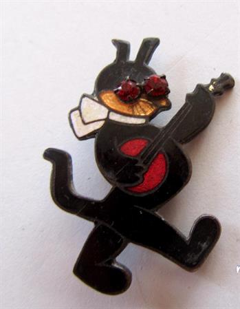 Vintage Krazy Kat Enameled Banjo Pin Cartoon Collectibles TV George Herriman Comic Strip Memorabilia