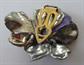 RARE Reinaud Signed Flocked Pansy Dress Clip Vintage Costume Jewelry