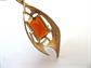 Mid Century Sarah Coventry Amber Rhinestone Baroque Pendant Signed Costume Jewelry