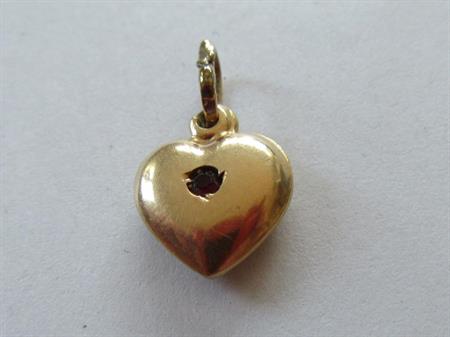 Vintage 14k Gold and Ruby Heart Charm or Pendant Italy 1 Gram Fine Jewelry Valentines Day I LOVE YOU