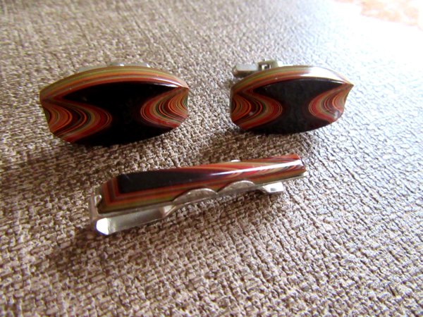 Vintage Iro Urushi Cufflinks Set Mens Jewelry 
