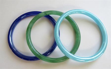 Vintage 1990's Glass Bangle Bracelets Trio Your Color Choice  Costume Jewelry Or Wind Chime Parts