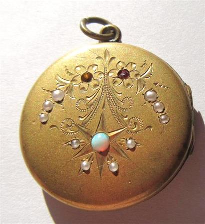 Victorian Opal Locket Mourning Antique Jewelry Something Old