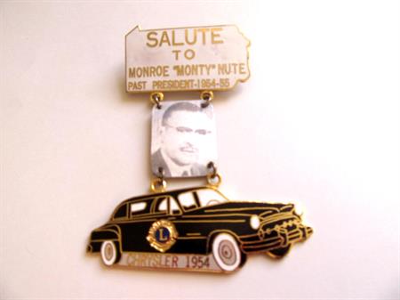 Vintage Lions Club 1954 Chrysler Photo Memorial Badge Pin District 14 PA. Fraternal and Car Collectibles Automobilia 