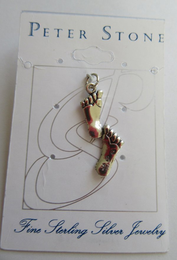 1990's Peter Stone Sterling Feet Charm  New Baby 