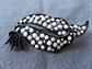 Mid Century Jappanned Black and White Opaque Rhinestone Pin Vintage Costume Jewelry