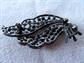 Mid Century Jappanned Black and White Opaque Rhinestone Pin Vintage Costume Jewelry