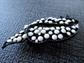 Mid Century Jappanned Black and White Opaque Rhinestone Pin Vintage Costume Jewelry