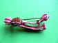 Anthropomorphic ART Arthur Pepper Signed Hot Pink Ostrich Pin Figural Vintage Costume Jewelry