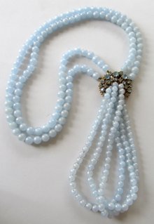 1950's Blue Festoon Necklace Rhinestone Clasp Vintage Jewelry